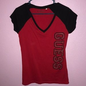 Red and black v neck